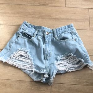 high waisted jean shorts